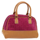 CELINE C Macadam Canvas Hand Bag Suede Leather Purple Gold Auth BA5262-1