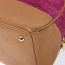 CELINE C Macadam Canvas Hand Bag Suede Leather Purple Gold Auth BA5262-15