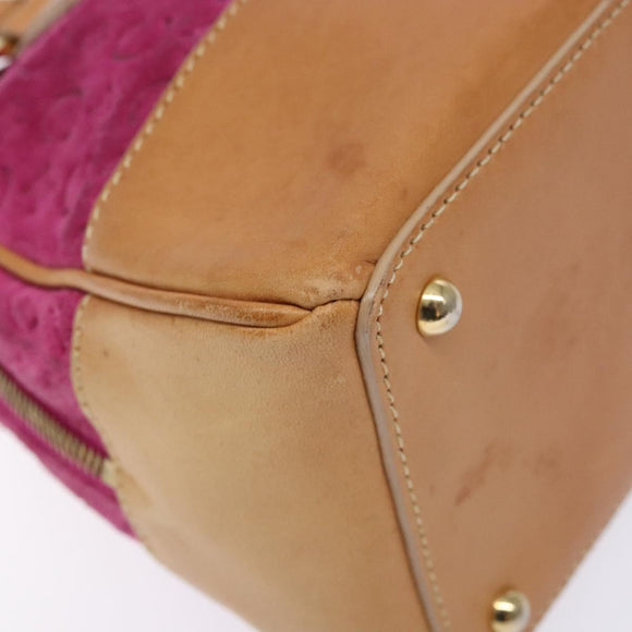 CELINE C Macadam Canvas Hand Bag Suede Leather Purple Gold Auth BA5262