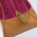 CELINE C Macadam Canvas Hand Bag Suede Leather Purple Gold Auth BA5262-10