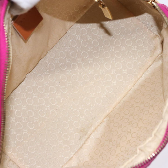 CELINE C Macadam Canvas Hand Bag Suede Leather Purple Gold Auth BA5262