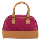 CELINE C Macadam Canvas Hand Bag Suede Leather Purple Gold Auth BA5262-13