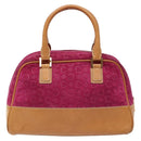 CELINE C Macadam Canvas Hand Bag Suede Leather Purple Gold Auth BA5262-2