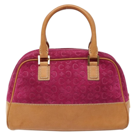 CELINE C Macadam Canvas Hand Bag Suede Leather Purple Gold Auth BA5262