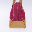 CELINE C Macadam Canvas Hand Bag Suede Leather Purple Gold Auth BA5262-3