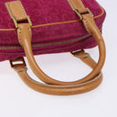 CELINE C Macadam Canvas Hand Bag Suede Leather Purple Gold Auth BA5262-7