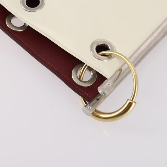 Chloe Roy Shoulder Bag Leather Bordeaux Gold Auth BA5266