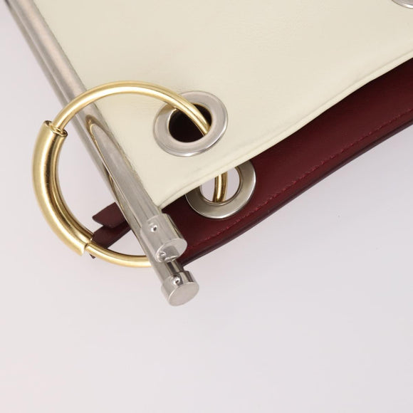 Chloe Roy Shoulder Bag Leather Bordeaux Gold Auth BA5266