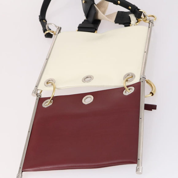 Chloe Roy Shoulder Bag Leather Bordeaux Gold Auth BA5266