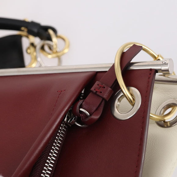 Chloe Roy Shoulder Bag Leather Bordeaux Gold Auth BA5266