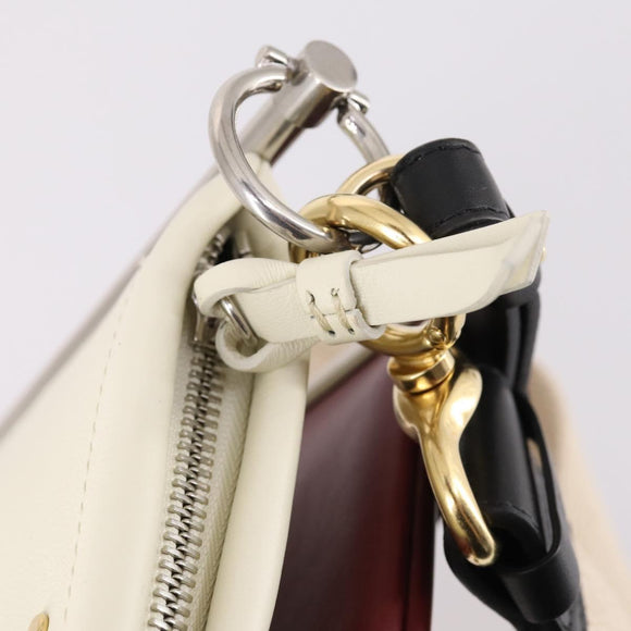 Chloe Roy Shoulder Bag Leather Bordeaux Gold Auth BA5266