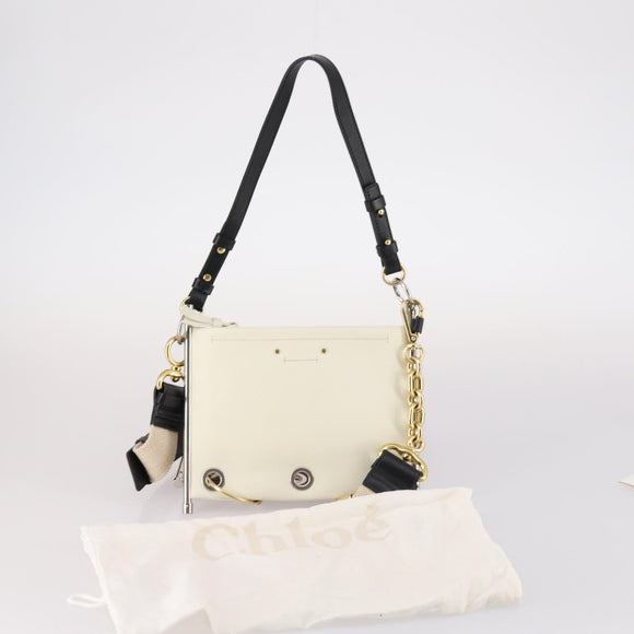 Chloe Roy Shoulder Bag Leather Bordeaux Gold Auth BA5266