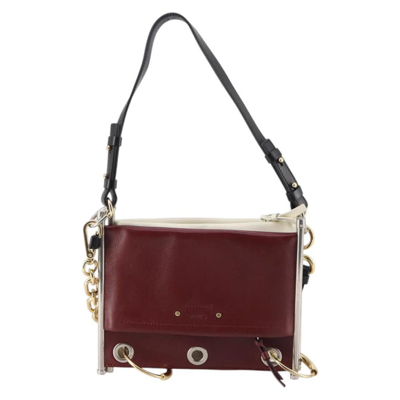 Chloe Roy Shoulder Bag Leather Bordeaux Gold Auth BA5266