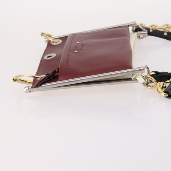 Chloe Roy Shoulder Bag Leather Bordeaux Gold Auth BA5266