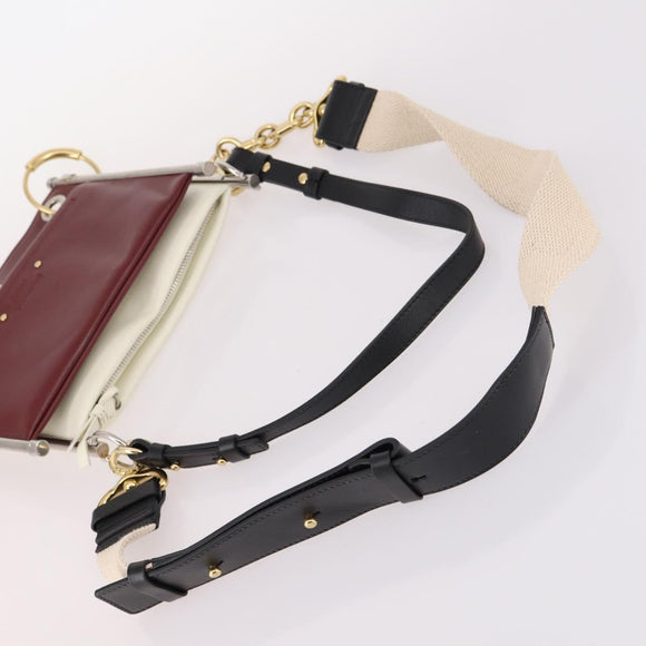 Chloe Roy Shoulder Bag Leather Bordeaux Gold Auth BA5266