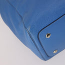 MCM Tote Bag Leather Blue Silver Auth BA5267-14