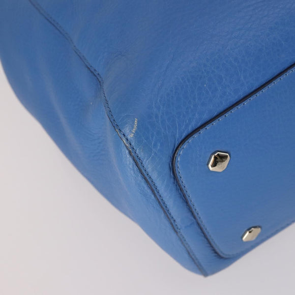 MCM Tote Bag Leather Blue Silver Auth BA5267