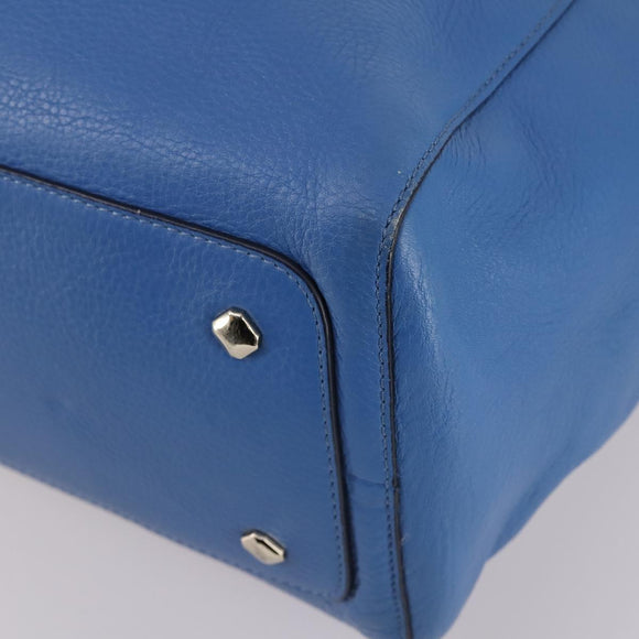 MCM Draagtas Leer Blauw Zilver Auth BA5267