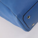 MCM Tote Bag Leather Blue Silver Auth BA5267-16