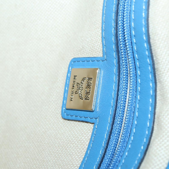 MCM Draagtas Leer Blauw Zilver Auth BA5267