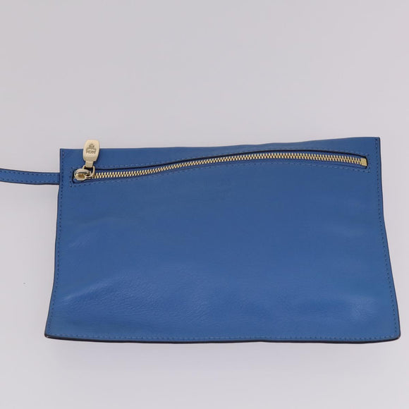 MCM Draagtas Leer Blauw Zilver Auth BA5267