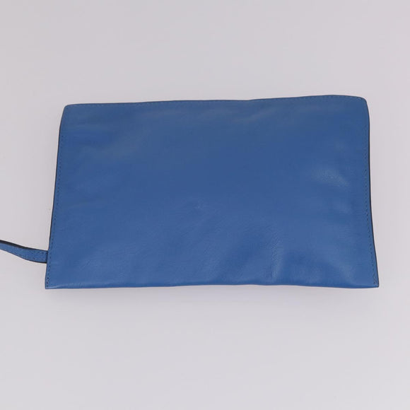 MCM Draagtas Leer Blauw Zilver Auth BA5267