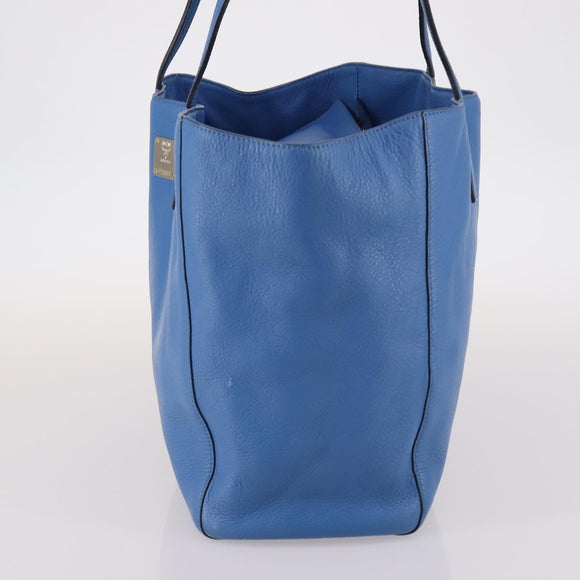 MCM Draagtas Leer Blauw Zilver Auth BA5267