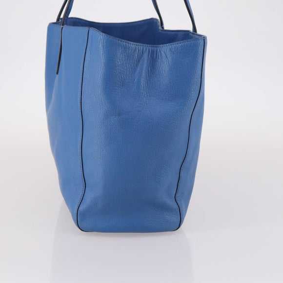 MCM Draagtas Leer Blauw Zilver Auth BA5267