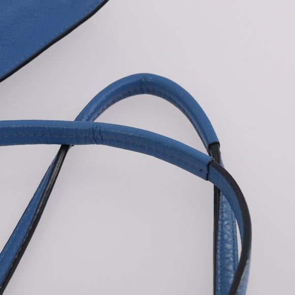 MCM Draagtas Leer Blauw Zilver Auth BA5267