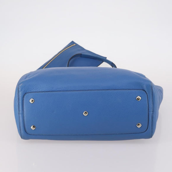 MCM Tote Bag Leather Blue Silver Auth BA5267