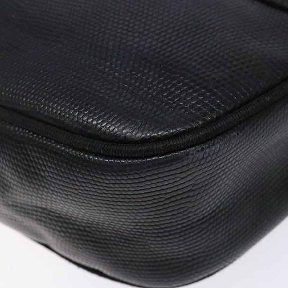 Salvatore Ferragamo Vala Shoulder Bag Leather Embossed Black Gold Auth BA5268