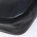 Salvatore Ferragamo Vala Shoulder Bag Leather Embossed Black Gold Auth BA5268-17