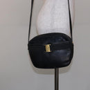 Salvatore Ferragamo Vala Shoulder Bag Leather Embossed Black Gold Auth BA5268-22