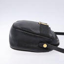 Salvatore Ferragamo Vala Shoulder Bag Leather Embossed Black Gold Auth BA5268-3