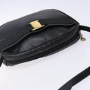 Salvatore Ferragamo Vala Shoulder Bag Leather Embossed Black Gold Auth BA5268-6