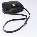 Salvatore Ferragamo Vala Shoulder Bag Leather Embossed Black Gold Auth BA5268-7
