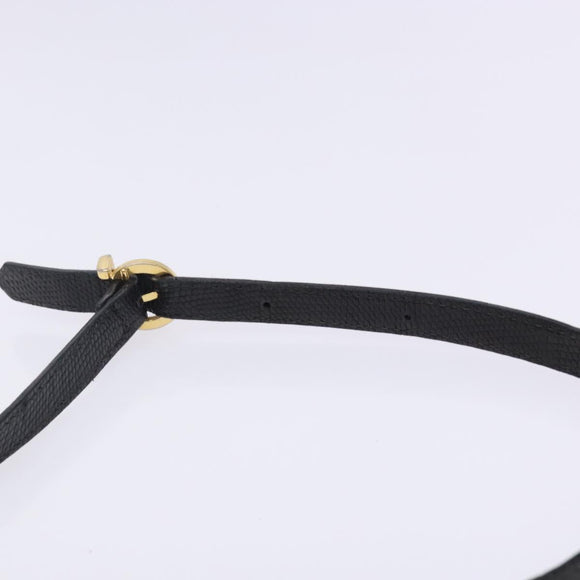 Salvatore Ferragamo Vala Shoulder Bag Leather Embossed Black Gold Auth BA5268