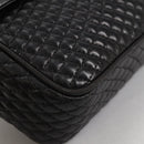 BALLY Quilted Chain Shoulder Bag Leather Black Gold Auth BA5269-8