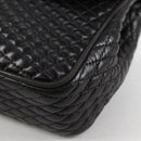 BALLY Quilted Chain Shoulder Bag Leather Black Gold Auth BA5269-15