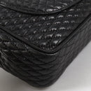 BALLY Quilted Chain Shoulder Bag Leather Black Gold Auth BA5269-16