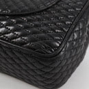 BALLY Quilted Chain Shoulder Bag Leather Black Gold Auth BA5269-17