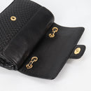 BALLY Quilted Chain Shoulder Bag Leather Black Gold Auth BA5269-19