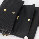 BALLY Quilted Chain Shoulder Bag Leather Black Gold Auth BA5269-9