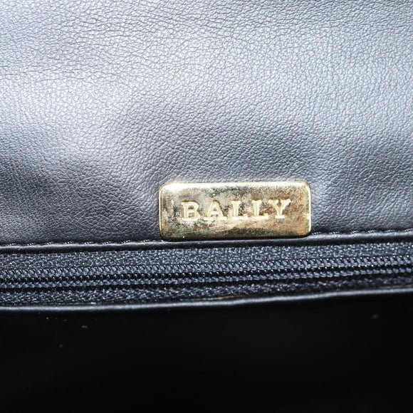 BALLY Quilted Chain Shoulder Bag Leather Black Gold Auth BA5269