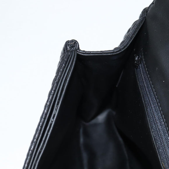 BALLY Quilted Chain Shoulder Bag Leather Black Gold Auth BA5269