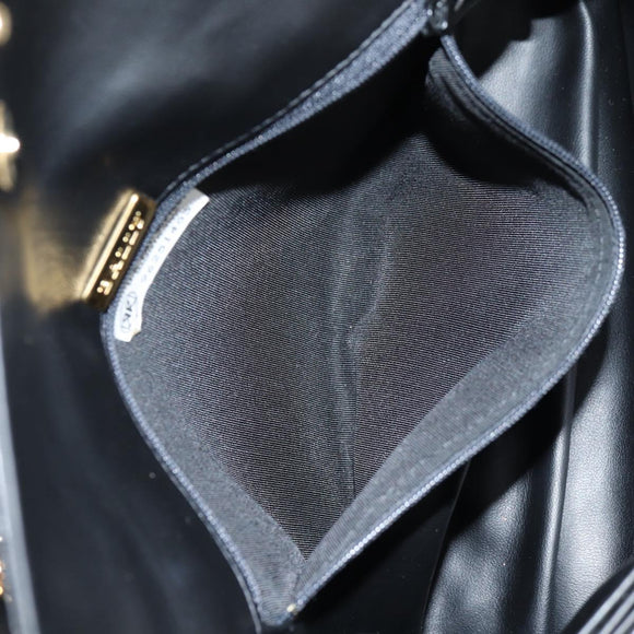 BALLY Quilted Chain Shoulder Bag Leather Black Gold Auth BA5269