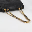 BALLY Quilted Chain Shoulder Bag Leather Black Gold Auth BA5269-7