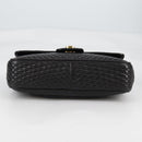 BALLY Quilted Chain Shoulder Bag Leather Black Gold Auth BA5269-5