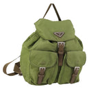 PRADA Backpack Nylon Green Silver Auth BA5271-1