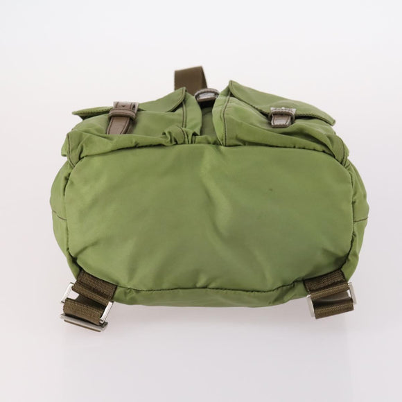 PRADA Backpack Nylon Green Silver Auth BA5271